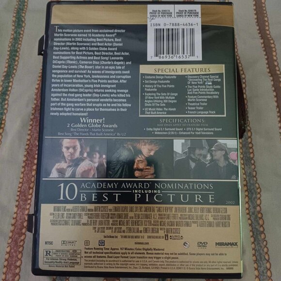 Gangs of New York - Leonardo DiCaprio - Cameron Diaz - 2002 DVDs - Rated R - Picture 4 of 4